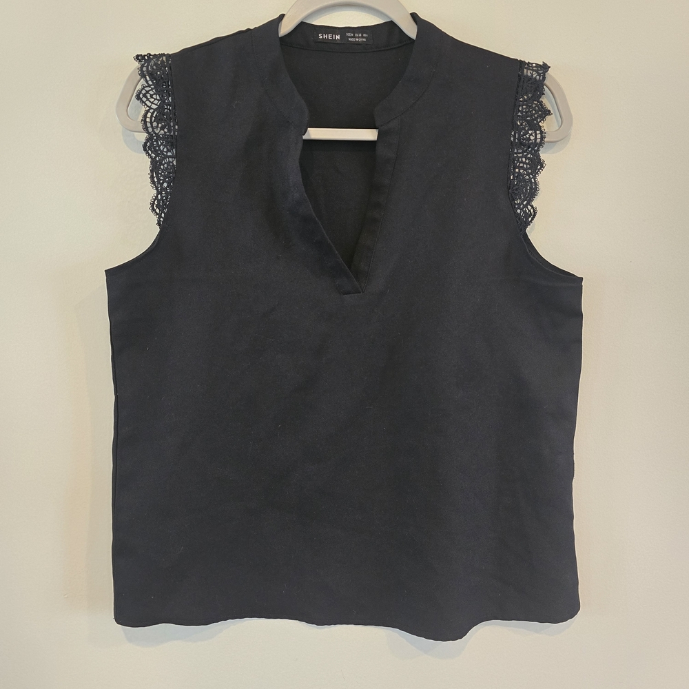 Black Lace Sleeve Women's Top
